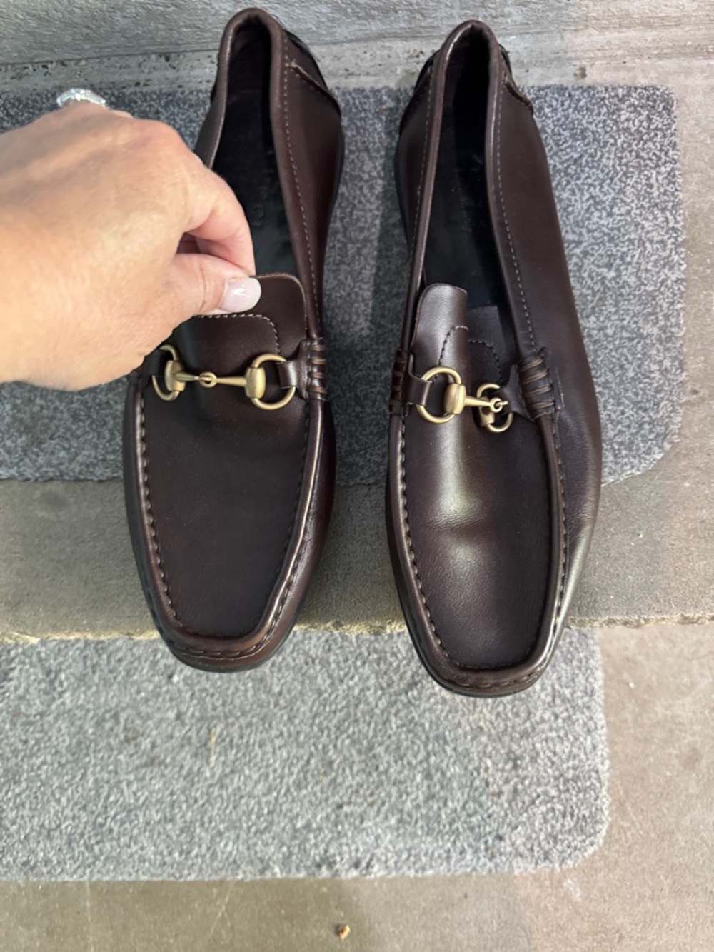 Gucci Men's Dark Brown Leather Bit Loafers
